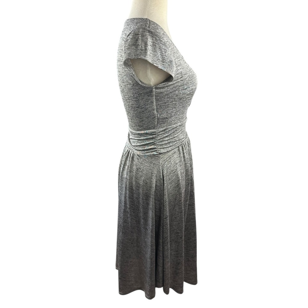 Maeve  x Anthropologie Tamera Metallic Silver Shimmer Jersey Dress Faux Wrap XS - Picture 10 of 16